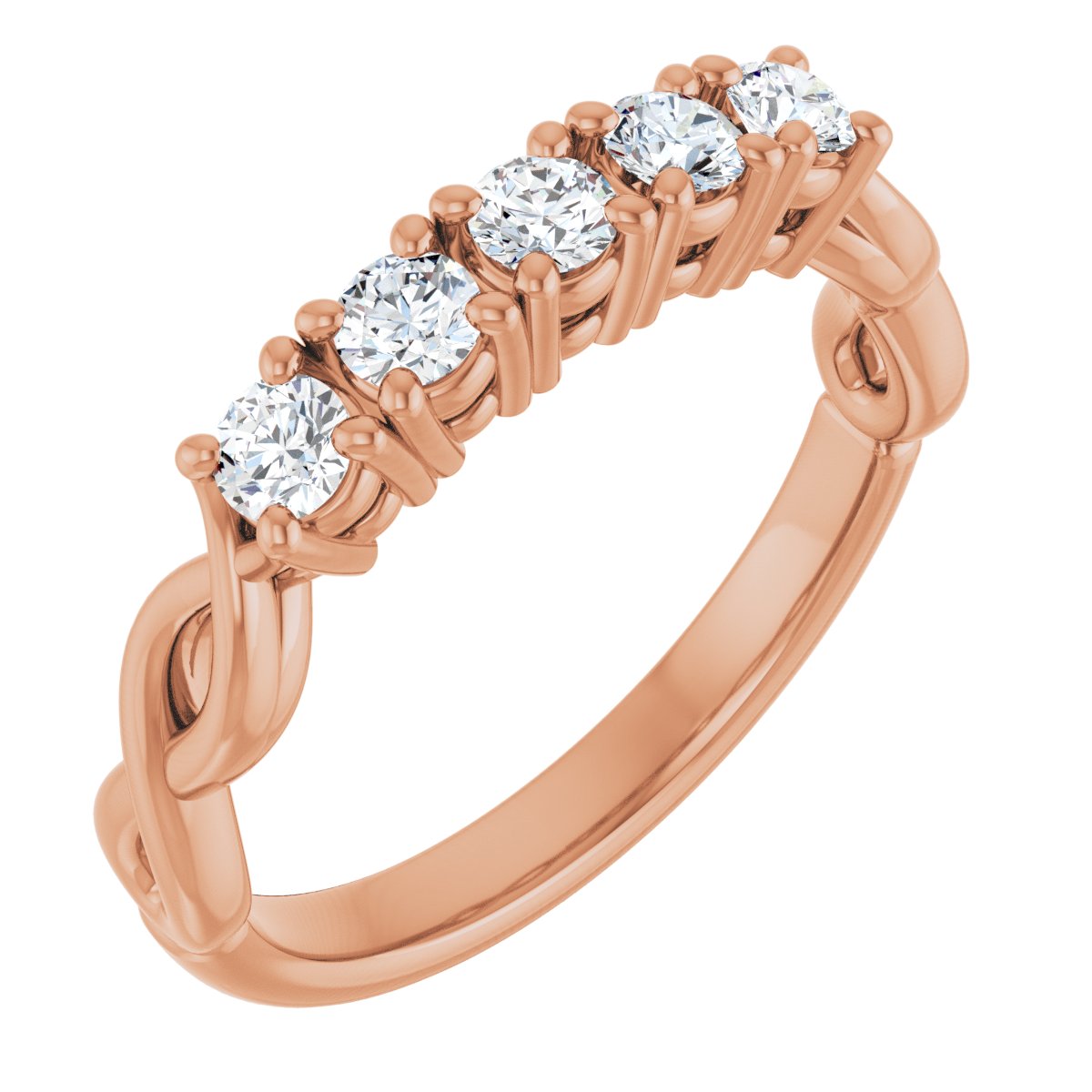 1 CTW Natural Diamond Five-Stone Anniversary Band in 14k rose gold