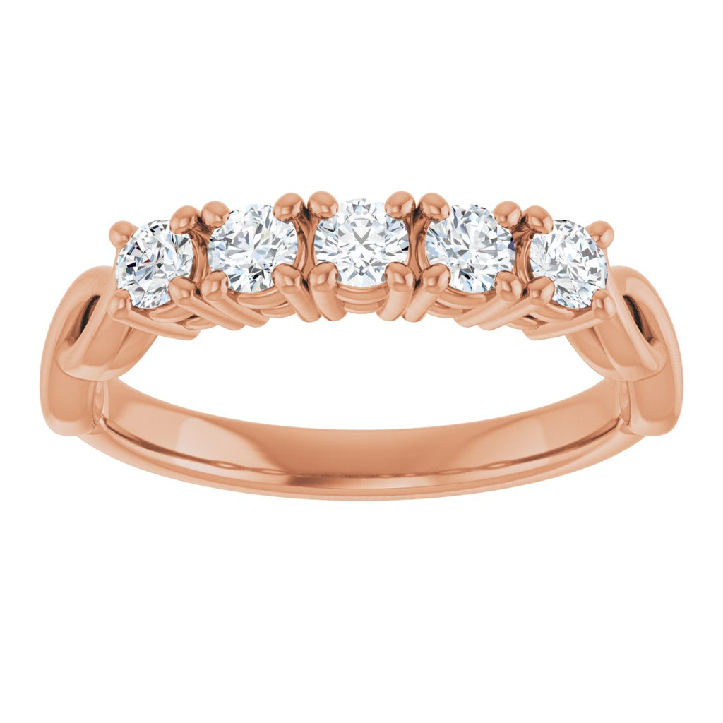 1 CTW Natural Diamond Five-Stone Anniversary Band in 14k rose gold