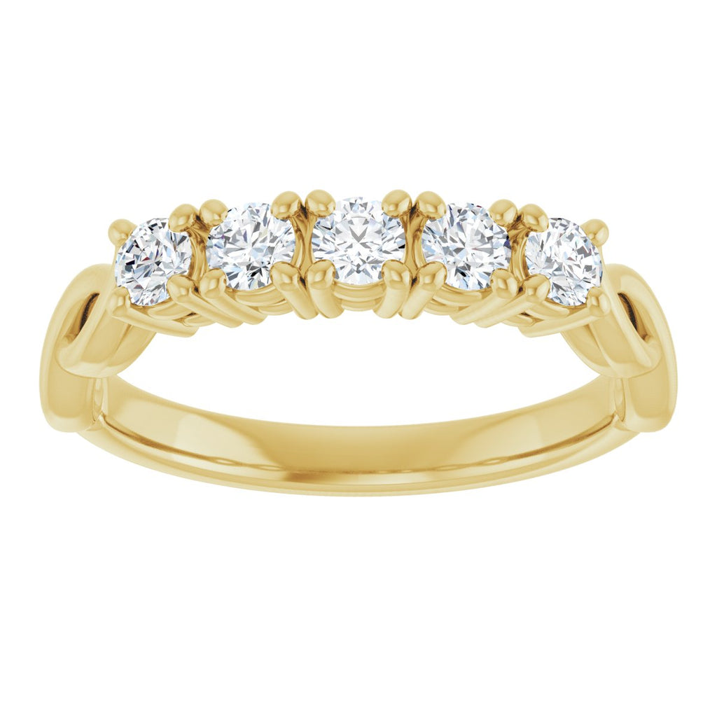 1 CTW Natural Diamond Five-Stone Anniversary Band in 14k yellow gold