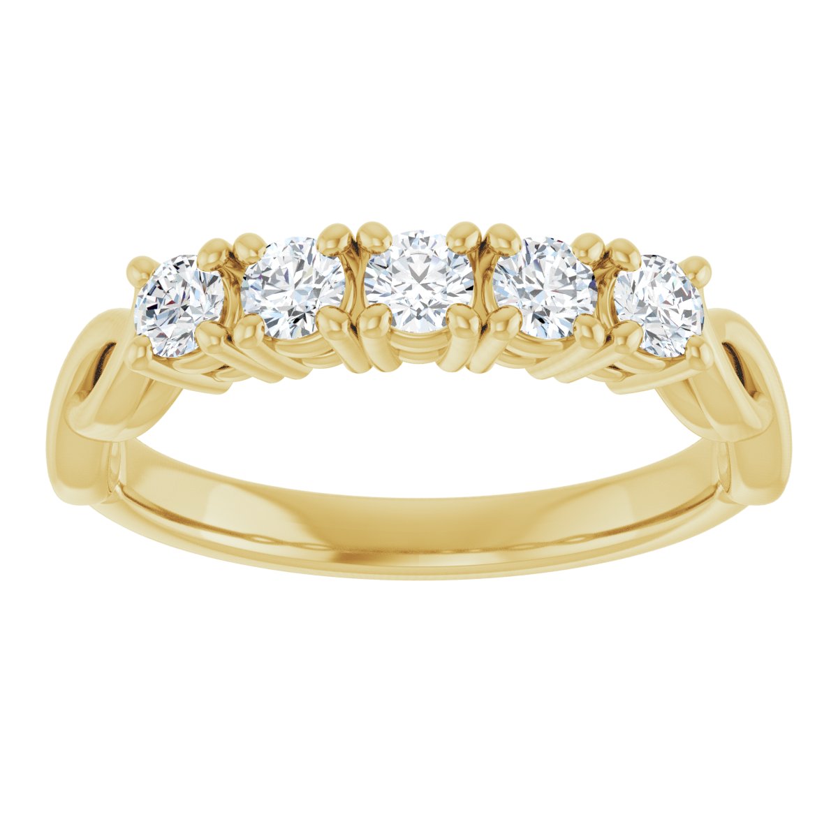 1 CTW Natural Diamond Five-Stone Anniversary Band in 14k yellow gold