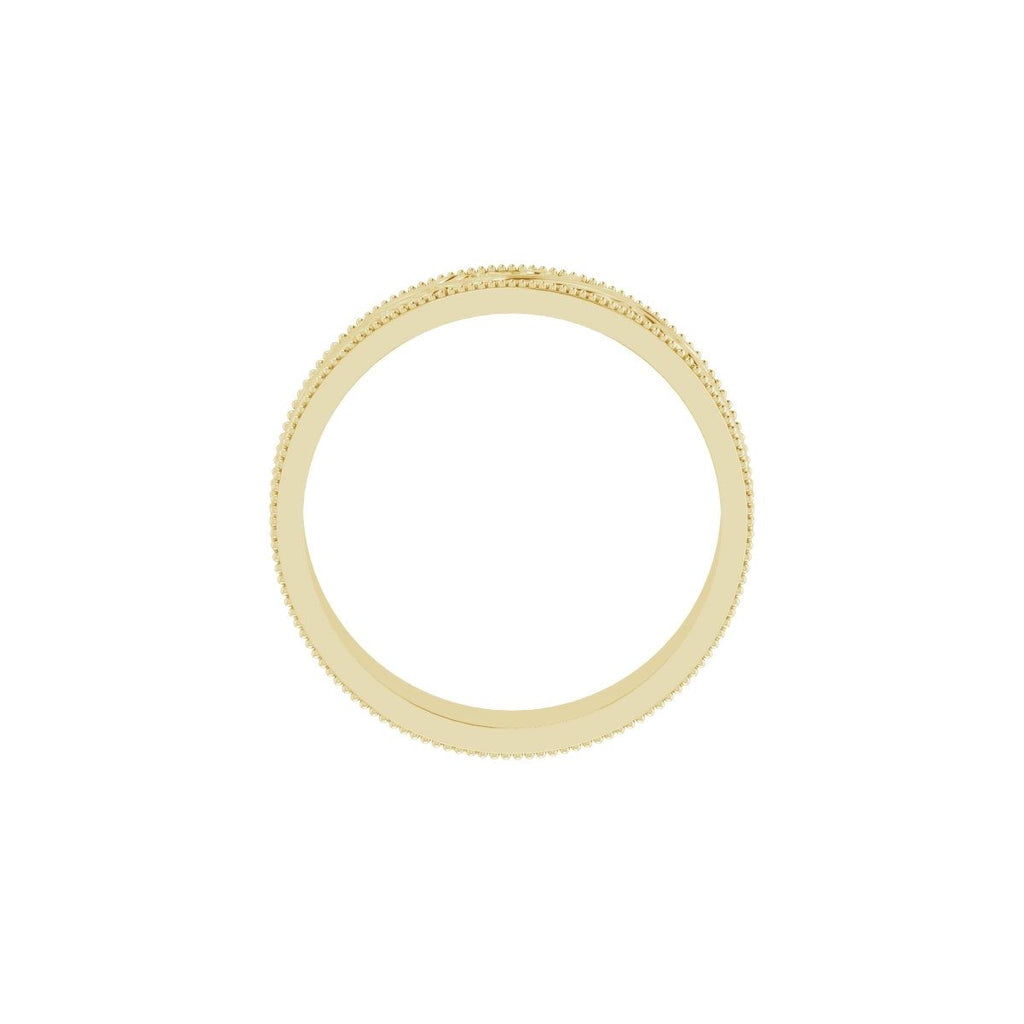 6 mm Milgrain Edge Floral Flat Band in 18k yellow gold