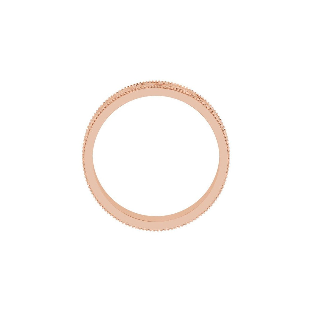 6 mm Milgrain Edge Floral Flat Band in 18k rose gold