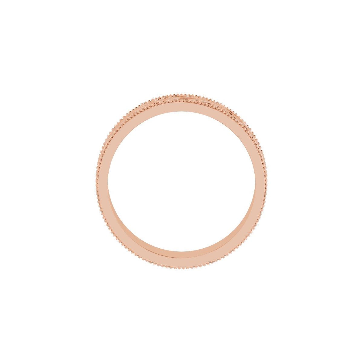 6 mm Milgrain Edge Floral Flat Band in 18k rose gold