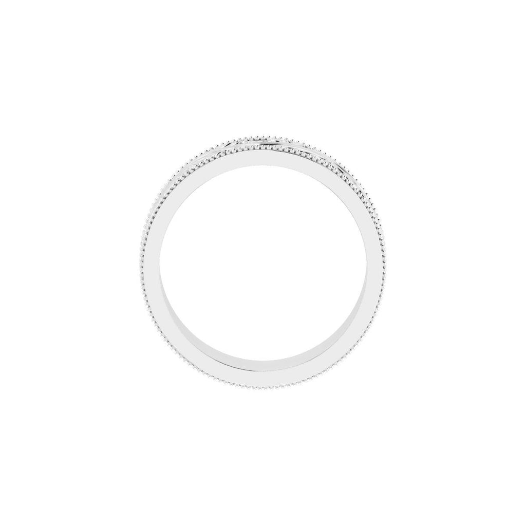 6 mm Milgrain Edge Floral Flat Band in 14k white gold