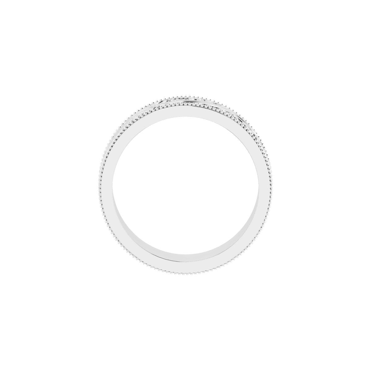 6 mm Milgrain Edge Floral Flat Band in 14k white gold