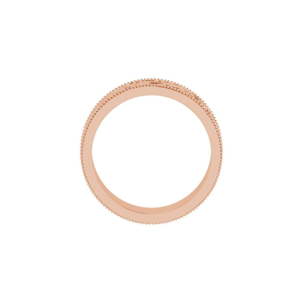 6 mm Milgrain Edge Floral Flat Band in 14k rose gold
