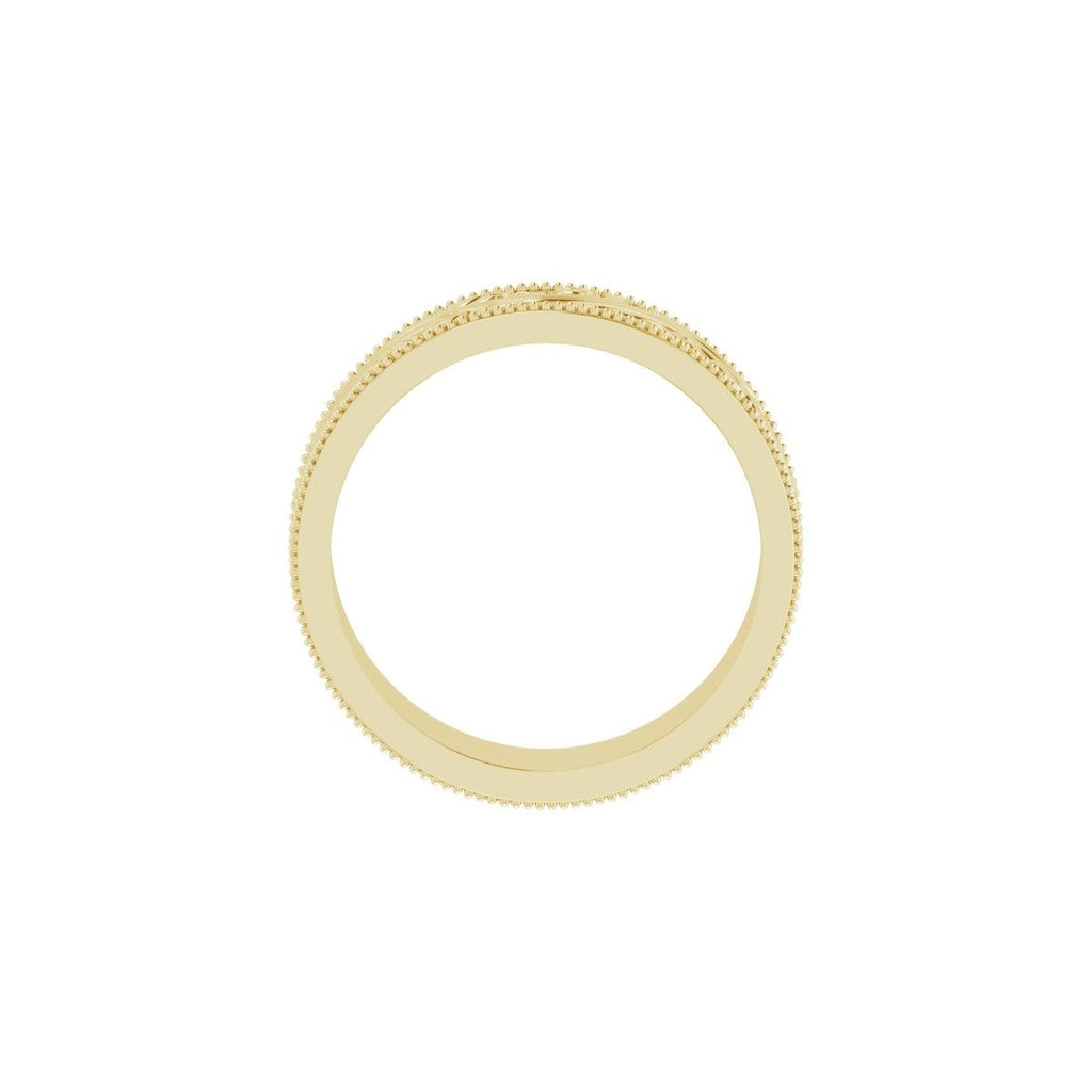 6 mm Milgrain Edge Floral Flat Band in 14k yellow gold