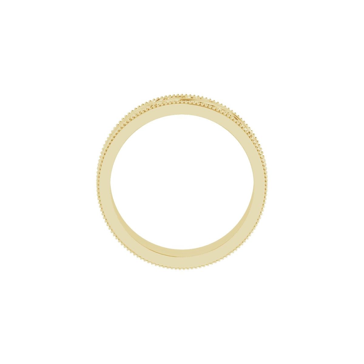 6 mm Milgrain Edge Floral Flat Band in 14k yellow gold