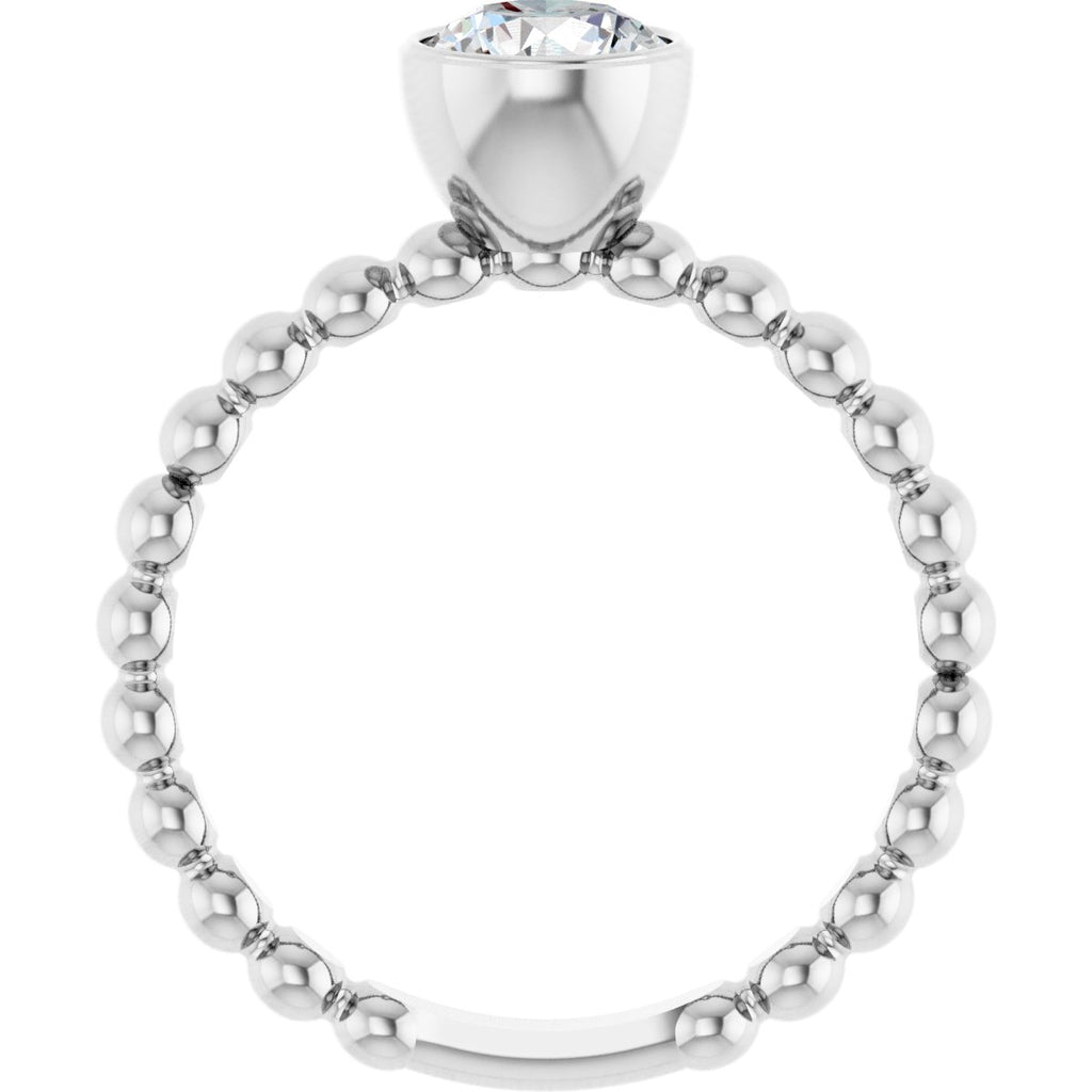 9/10 CTW Natural Diamond Family Beaded Stackable Ring in 14k white gold