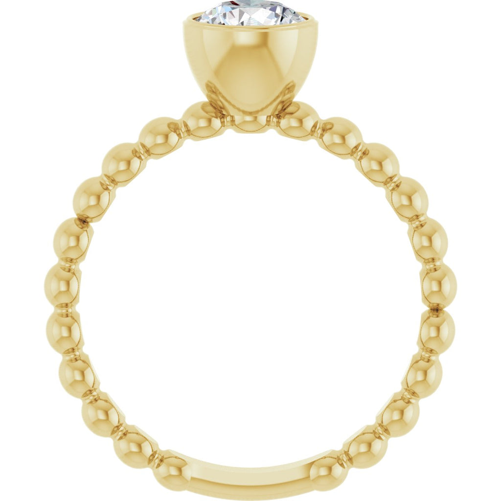 9/10 CTW Natural Diamond Family Beaded Stackable Ring in 14k yellow gold