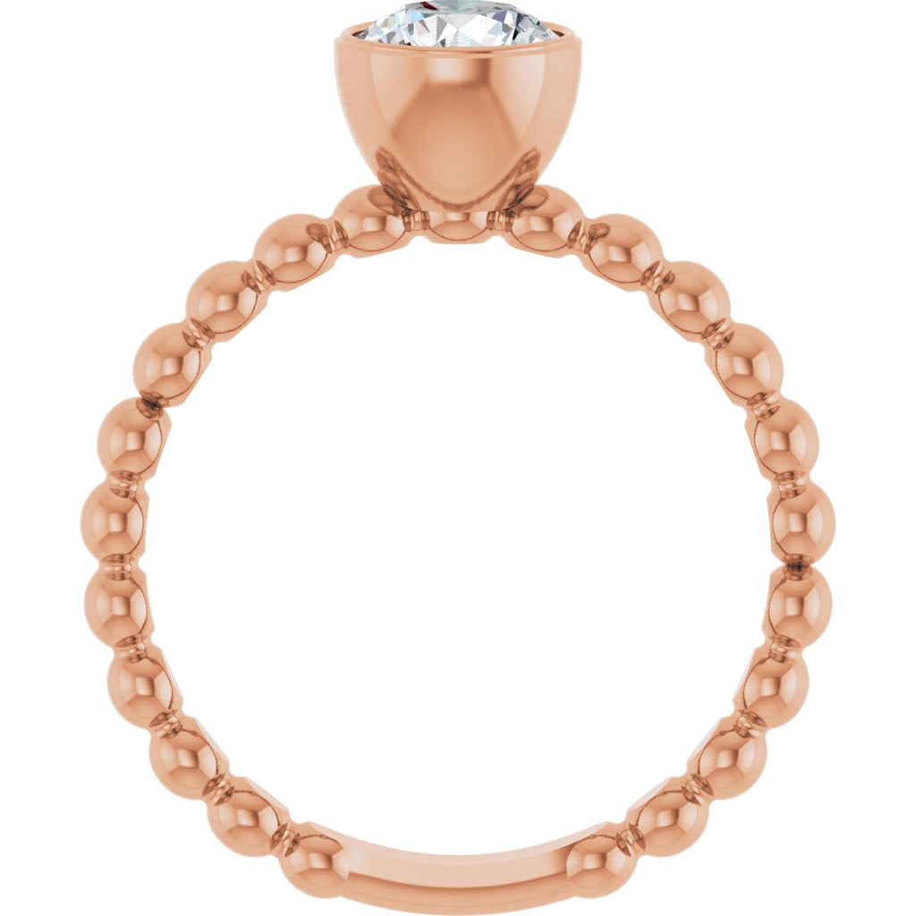 9/10 CTW Natural Diamond Family Beaded Stackable Ring in 14k rose gold