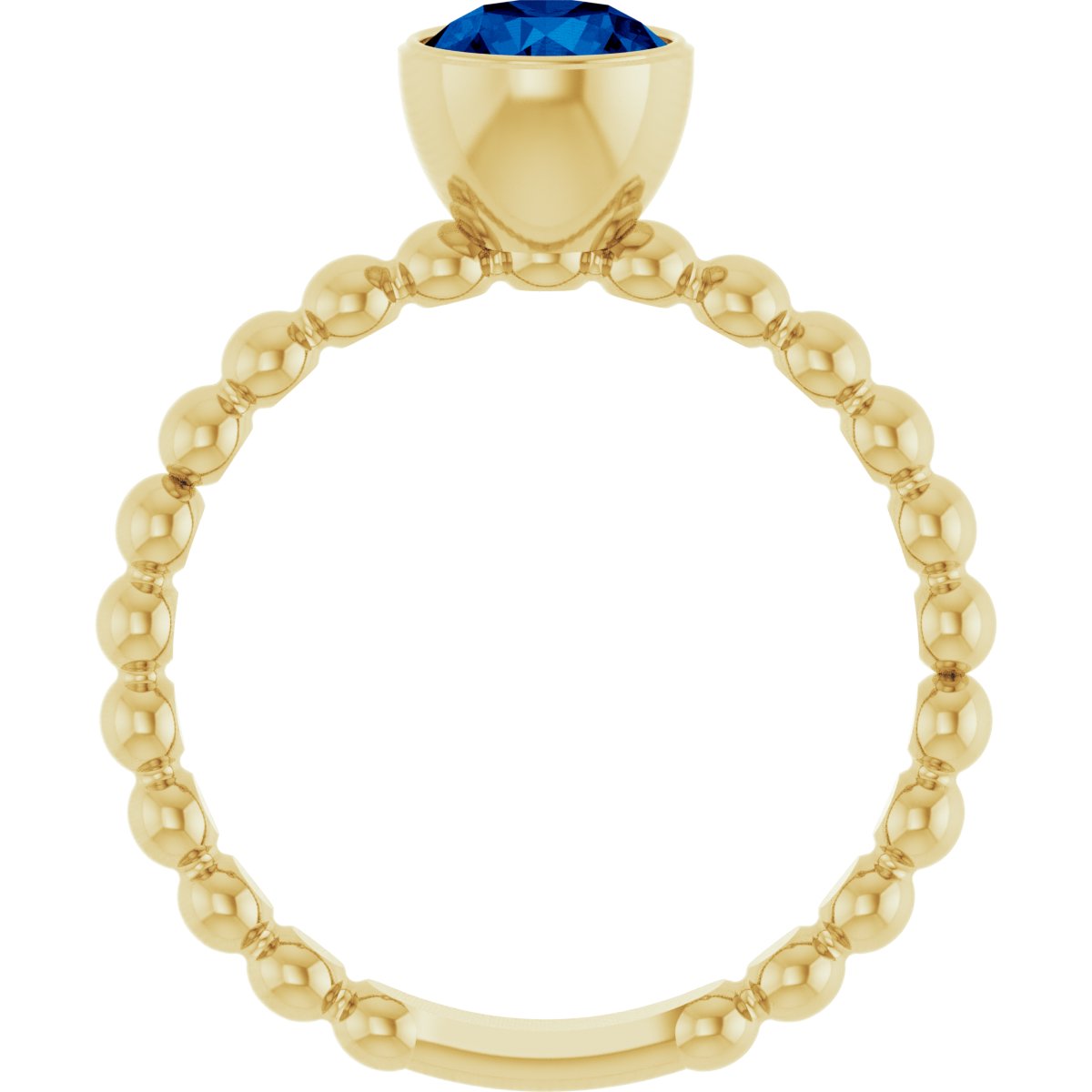 Natural Blue Sapphire Family Beaded Stackable Ring in 14k yellow gold