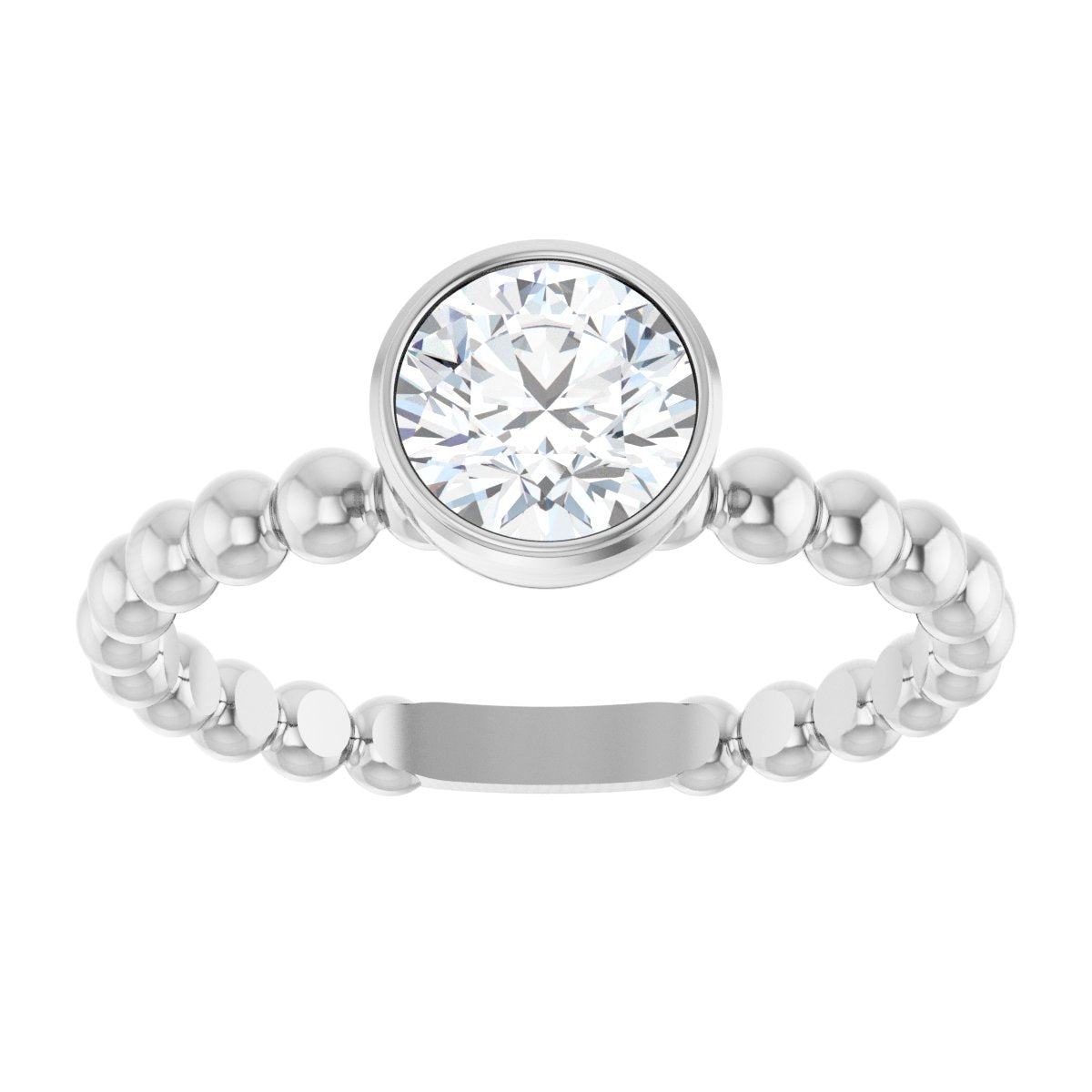 9/10 CTW Natural Diamond Family Beaded Stackable Ring in 14k white gold