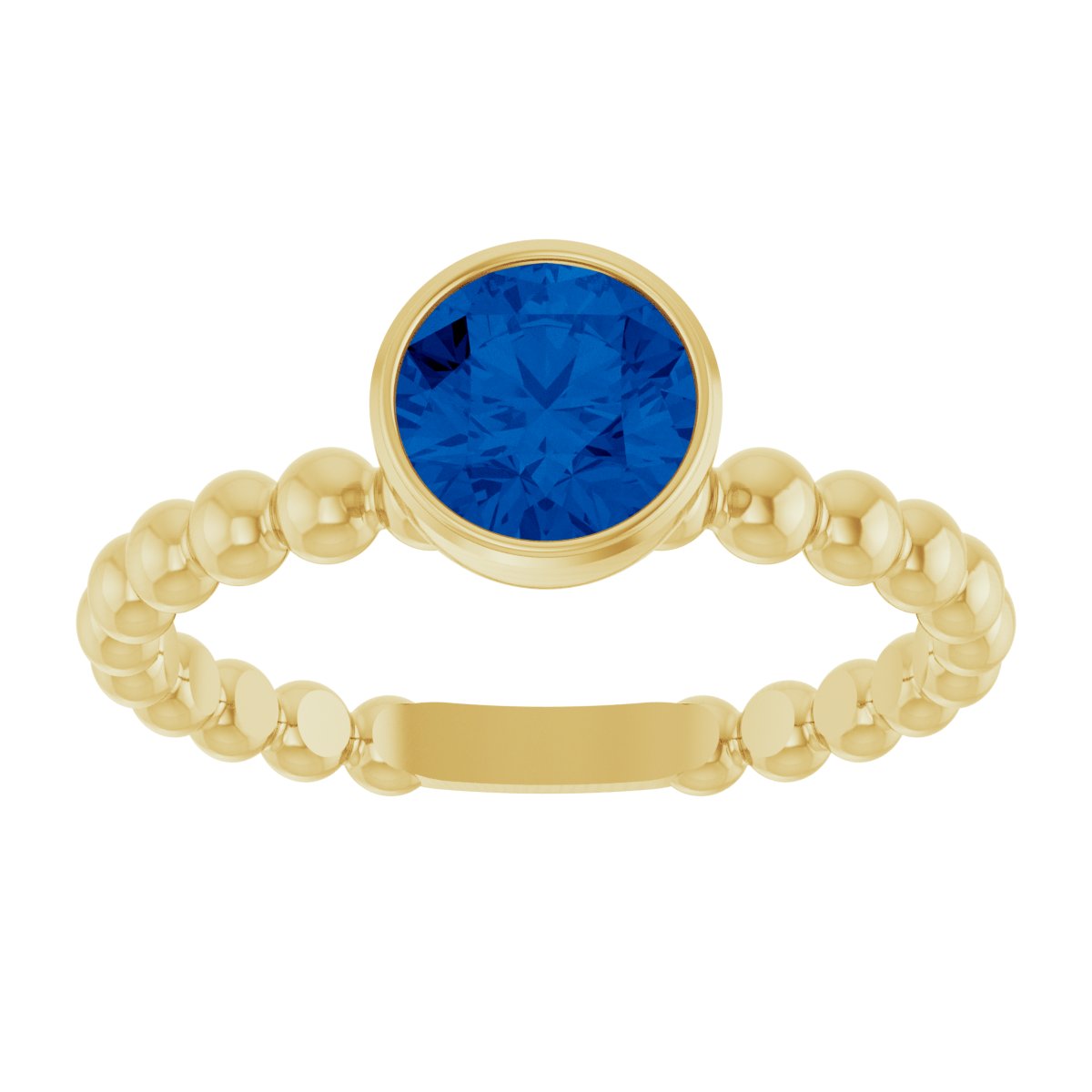 Natural Blue Sapphire Family Beaded Stackable Ring in 14k yellow gold