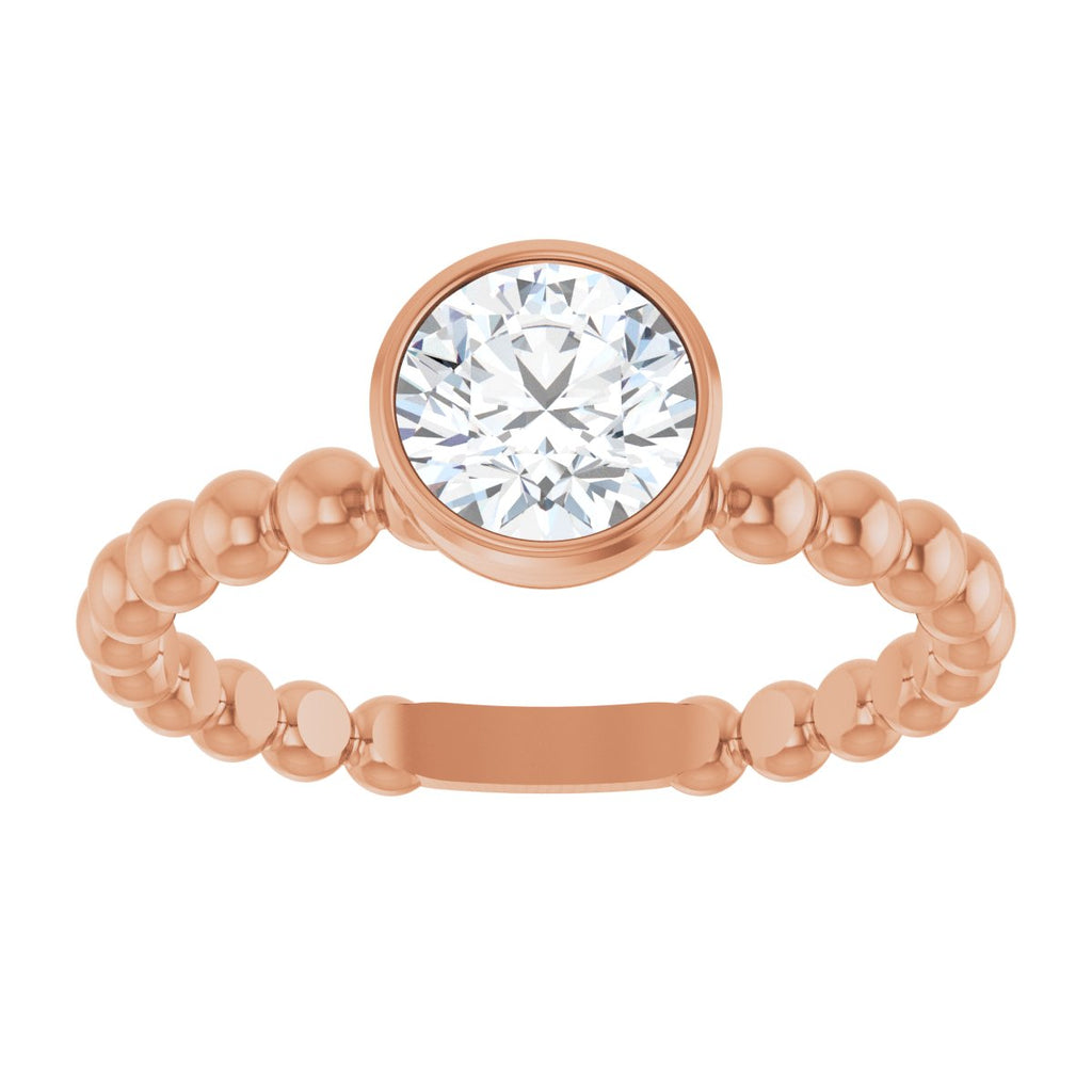 9/10 CTW Natural Diamond Family Beaded Stackable Ring in 14k rose gold