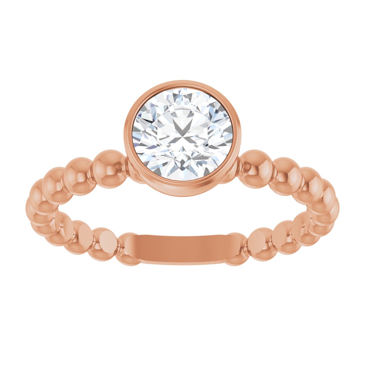 9/10 CTW Natural Diamond Family Beaded Stackable Ring in 14k rose gold