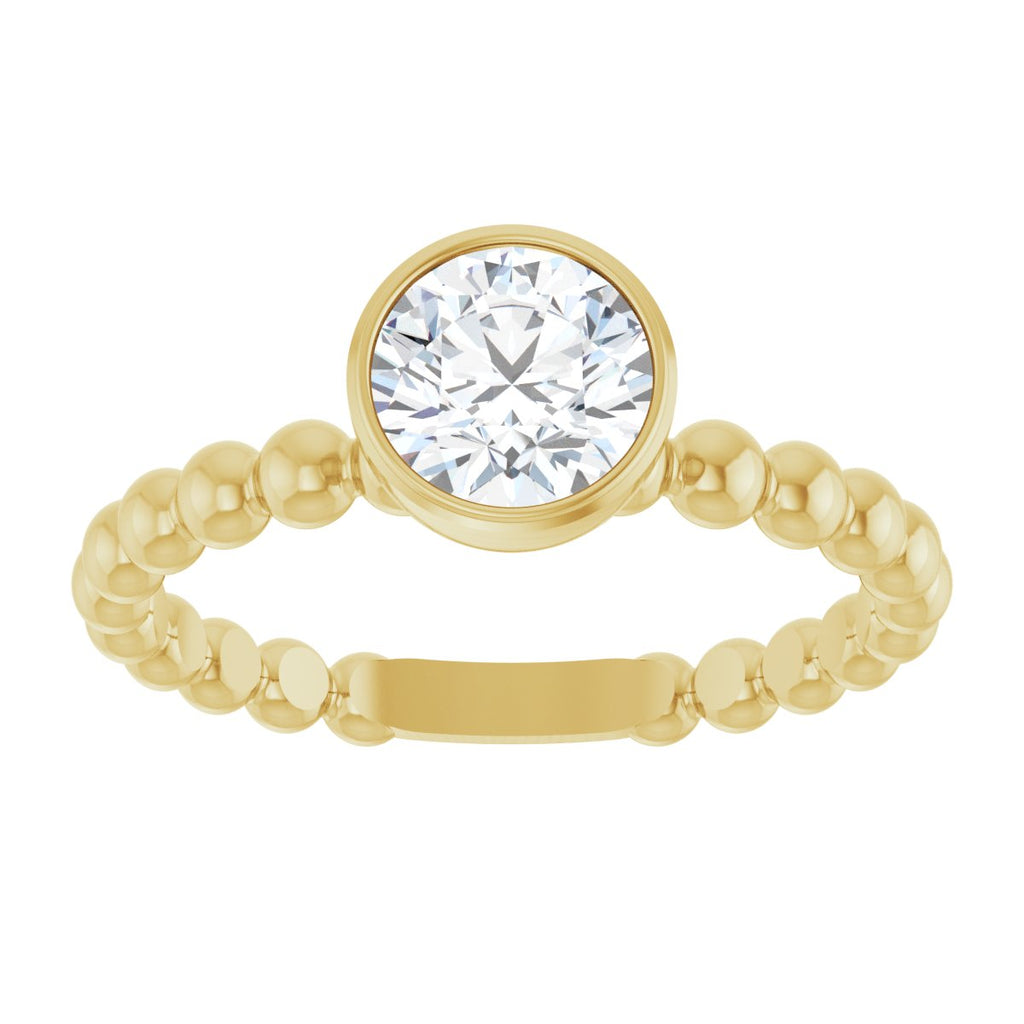 9/10 CTW Natural Diamond Family Beaded Stackable Ring in 14k yellow gold