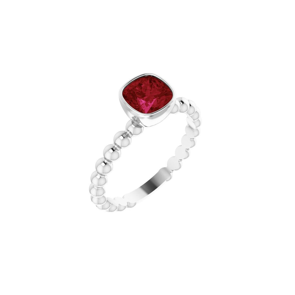Lab-Grown Ruby Family Stackable Ring in 14k white gold