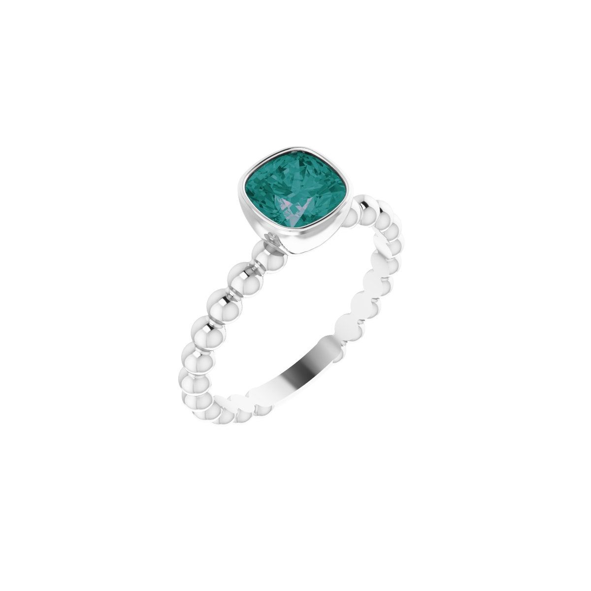 Lab-Grown Alexandrite Family Stackable Ring in 14k white gold