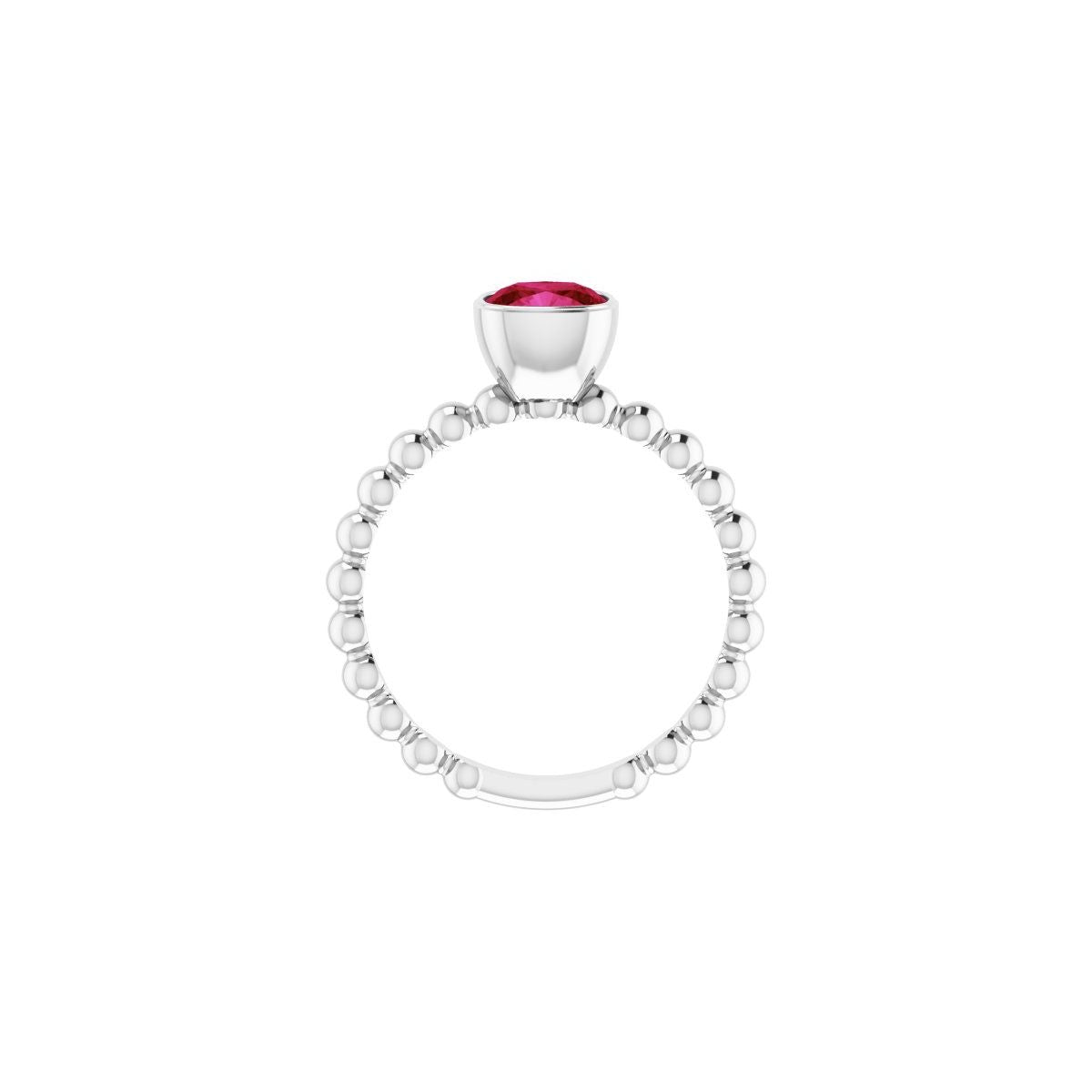 Lab-Grown Ruby Family Stackable Ring in 14k white gold