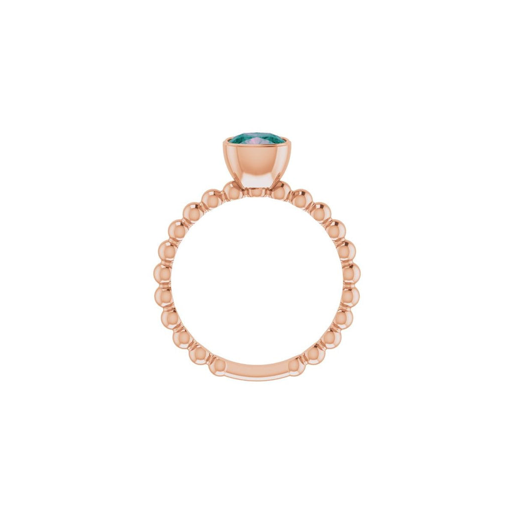 Lab-Grown Alexandrite Family Stackable Ring in 14k rose gold