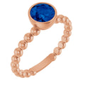 Natural Blue Sapphire Family Beaded Stackable Ring in 14k rose gold