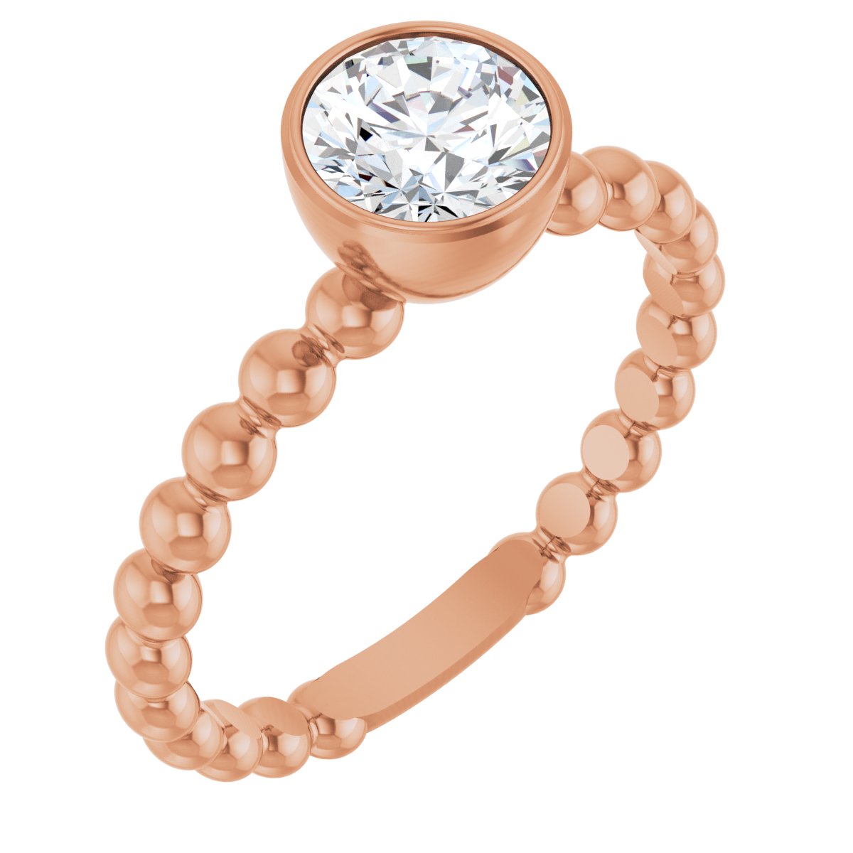 9/10 CTW Natural Diamond Family Beaded Stackable Ring in 14k rose gold