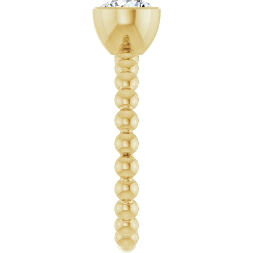 9/10 CTW Natural Diamond Family Beaded Stackable Ring in 14k yellow gold