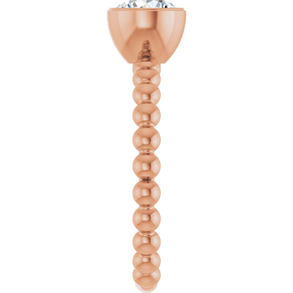 9/10 CTW Natural Diamond Family Beaded Stackable Ring in 14k rose gold