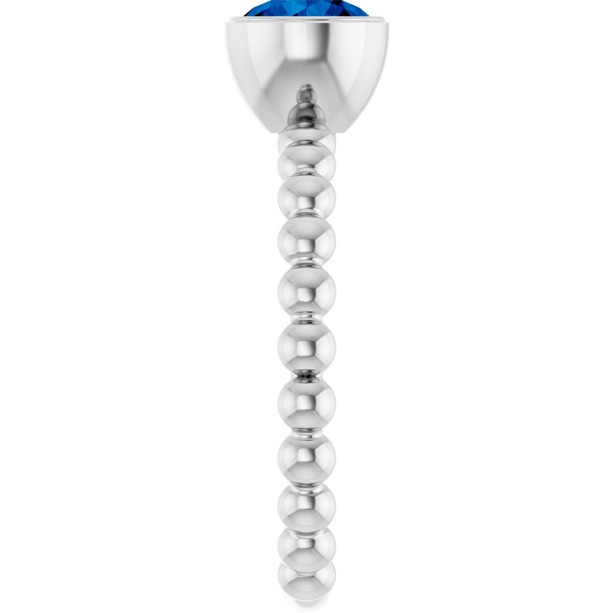 Natural Blue Sapphire Family Beaded Stackable Ring in 14k white gold