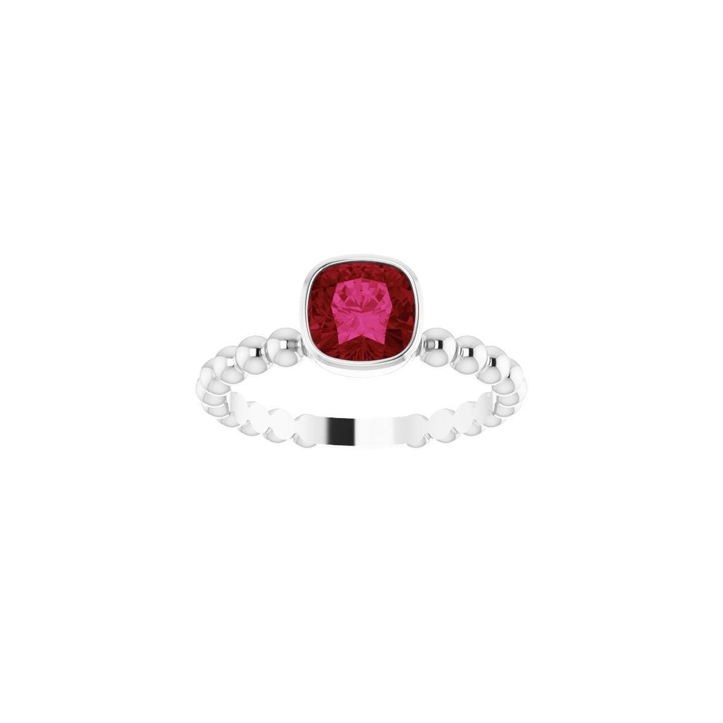Lab-Grown Ruby Family Stackable Ring in 14k white gold