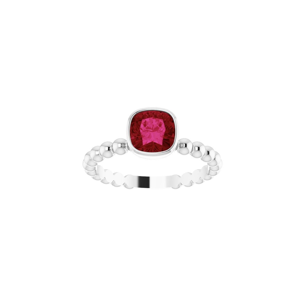 Lab-Grown Ruby Family Stackable Ring in 14k white gold