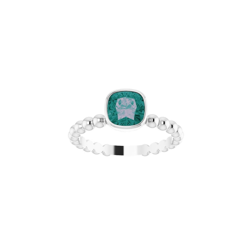 Lab-Grown Alexandrite Family Stackable Ring in 14k white gold