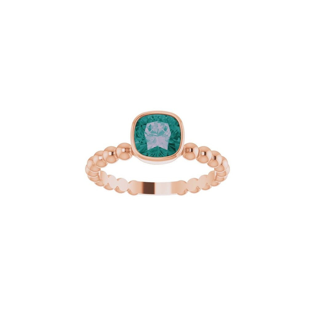 Lab-Grown Alexandrite Family Stackable Ring in 14k rose gold