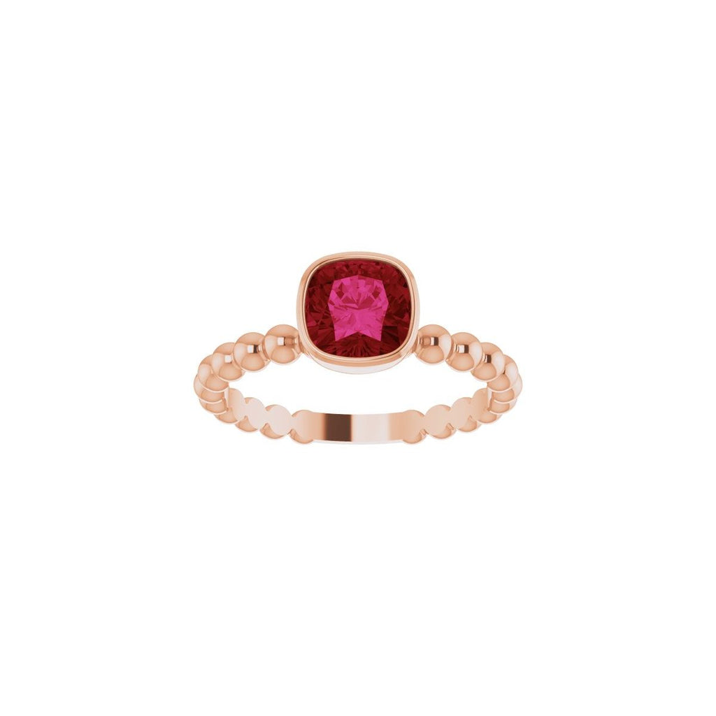 Lab-Grown Ruby Family Stackable Ring in 14k rose gold