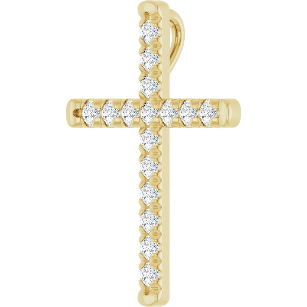 1/2 CTW Natural Diamond French-Set Cross Pendant in 14k yellow gold