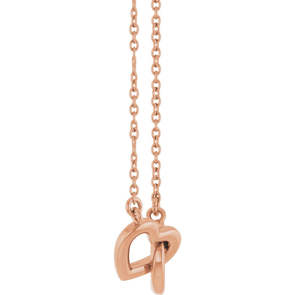 Interlocking Heart Necklace in 14k rose gold