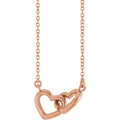 Interlocking Heart Necklace in 14k rose gold