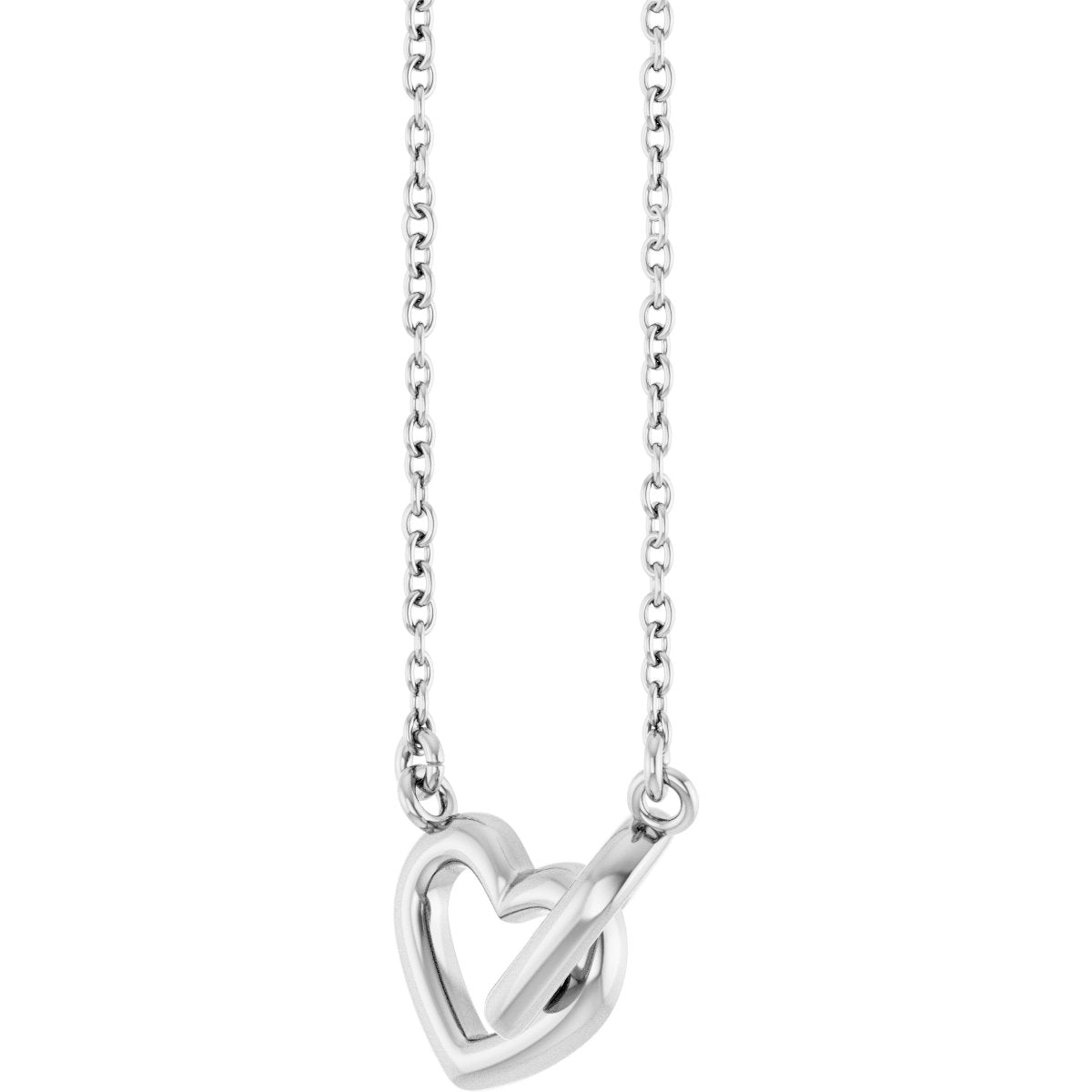 Interlocking Heart Necklace in 14k white gold
