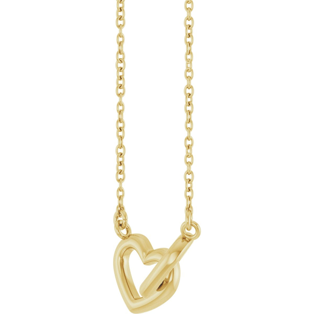Interlocking Heart Necklace in 14k yellow gold