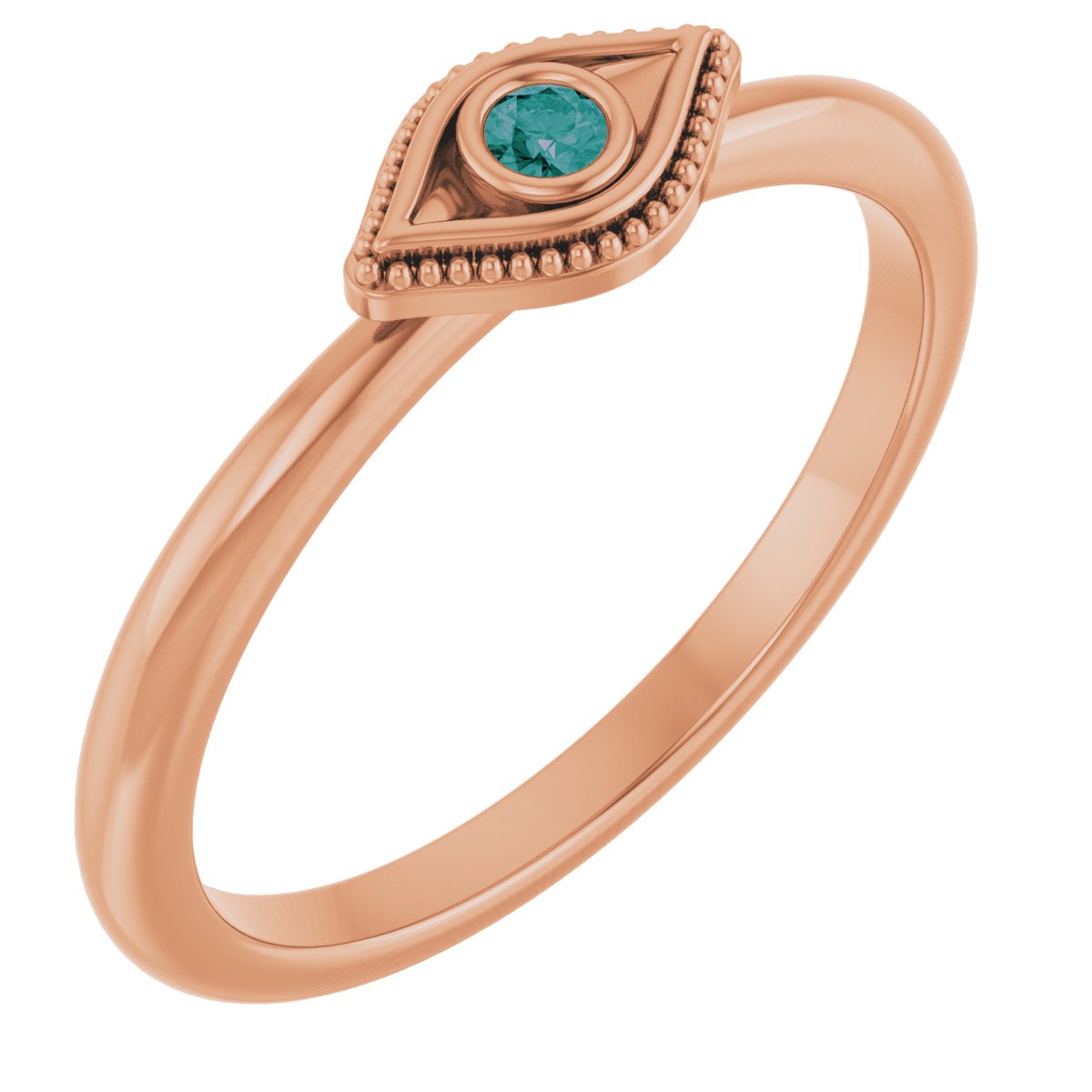 Lab-Grown Alexandrite Stackable Evil Eye Ring in 14k rose gold