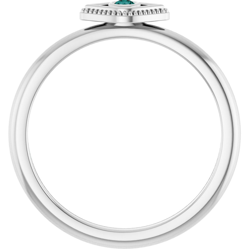 Lab-Grown Alexandrite Stackable Evil Eye Ring in 14k white gold