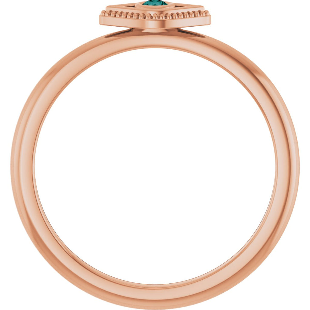 Lab-Grown Alexandrite Stackable Evil Eye Ring in 14k rose gold