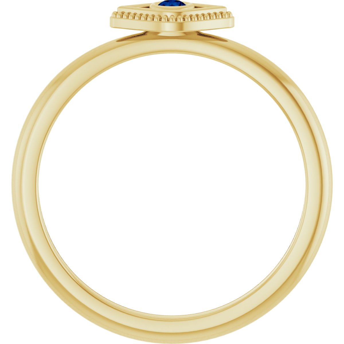Lab-Grown Blue Sapphire Stackable Evil Eye Ring in 14k yellow gold