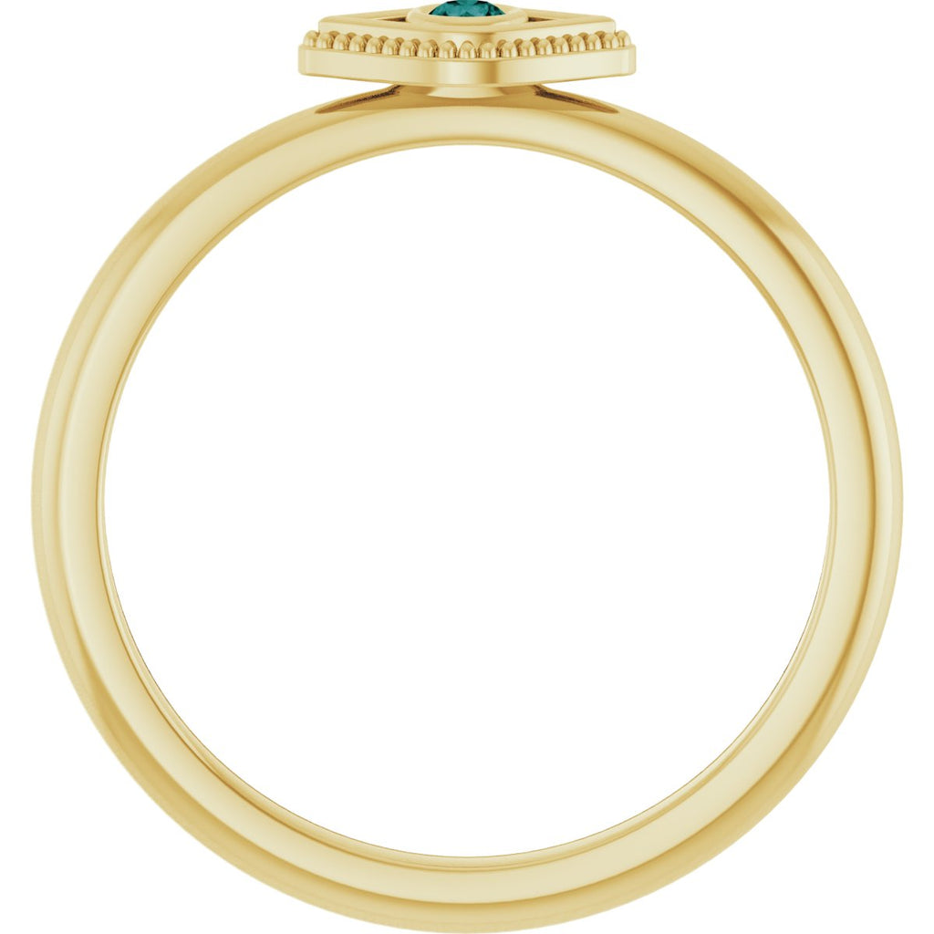 Lab-Grown Alexandrite Stackable Evil Eye Ring in 14k yellow gold