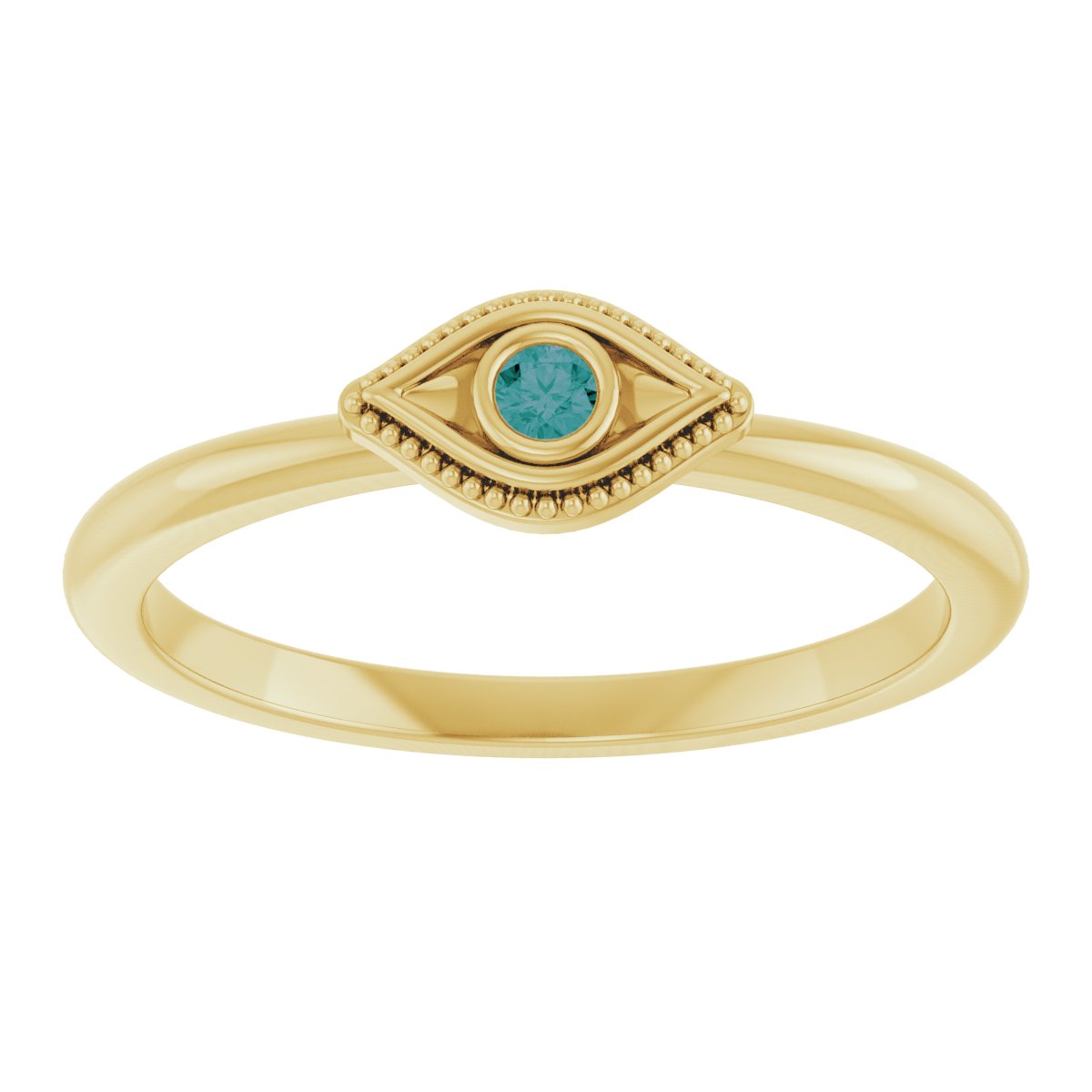 Lab-Grown Alexandrite Stackable Evil Eye Ring in 14k yellow gold