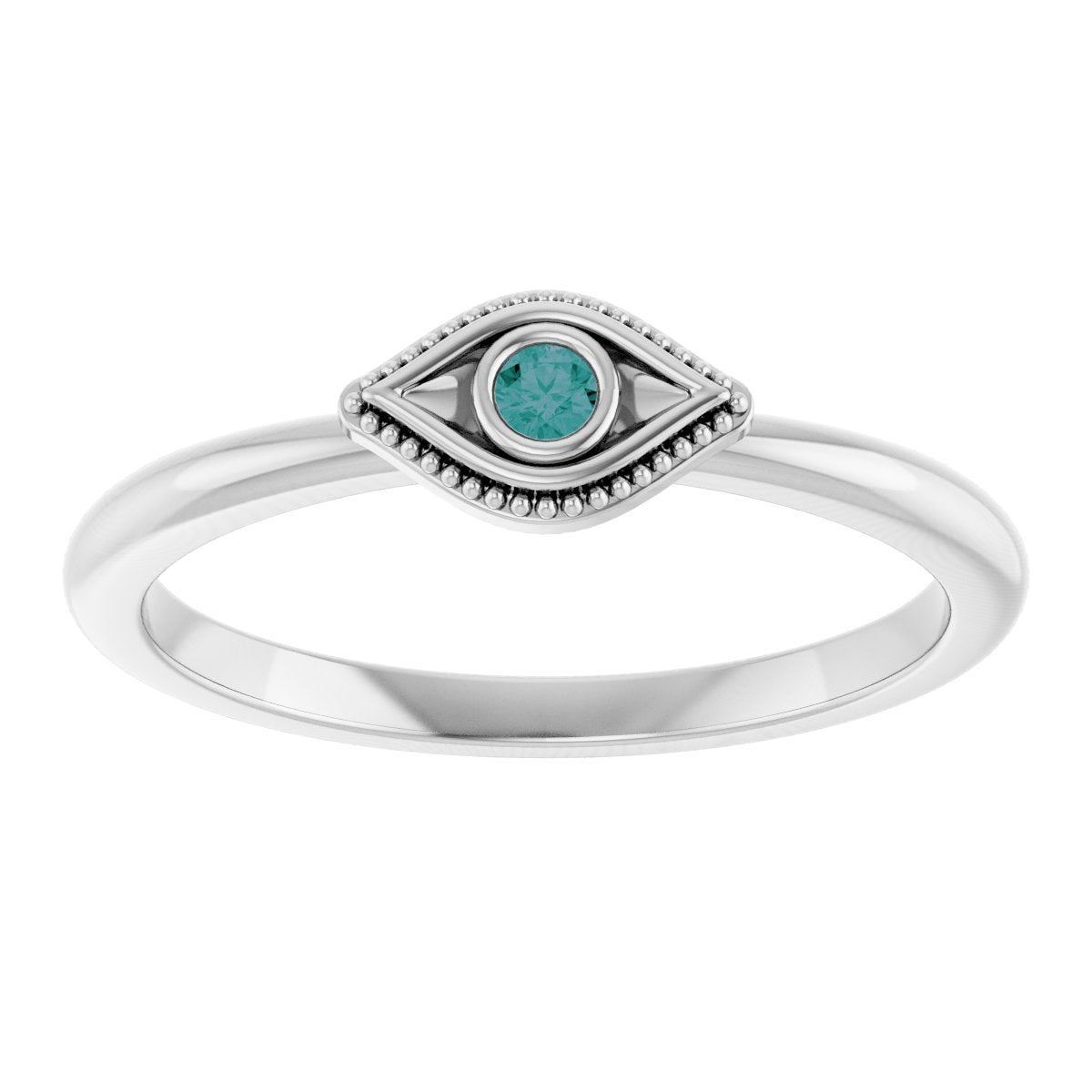 Lab-Grown Alexandrite Stackable Evil Eye Ring in 14k white gold