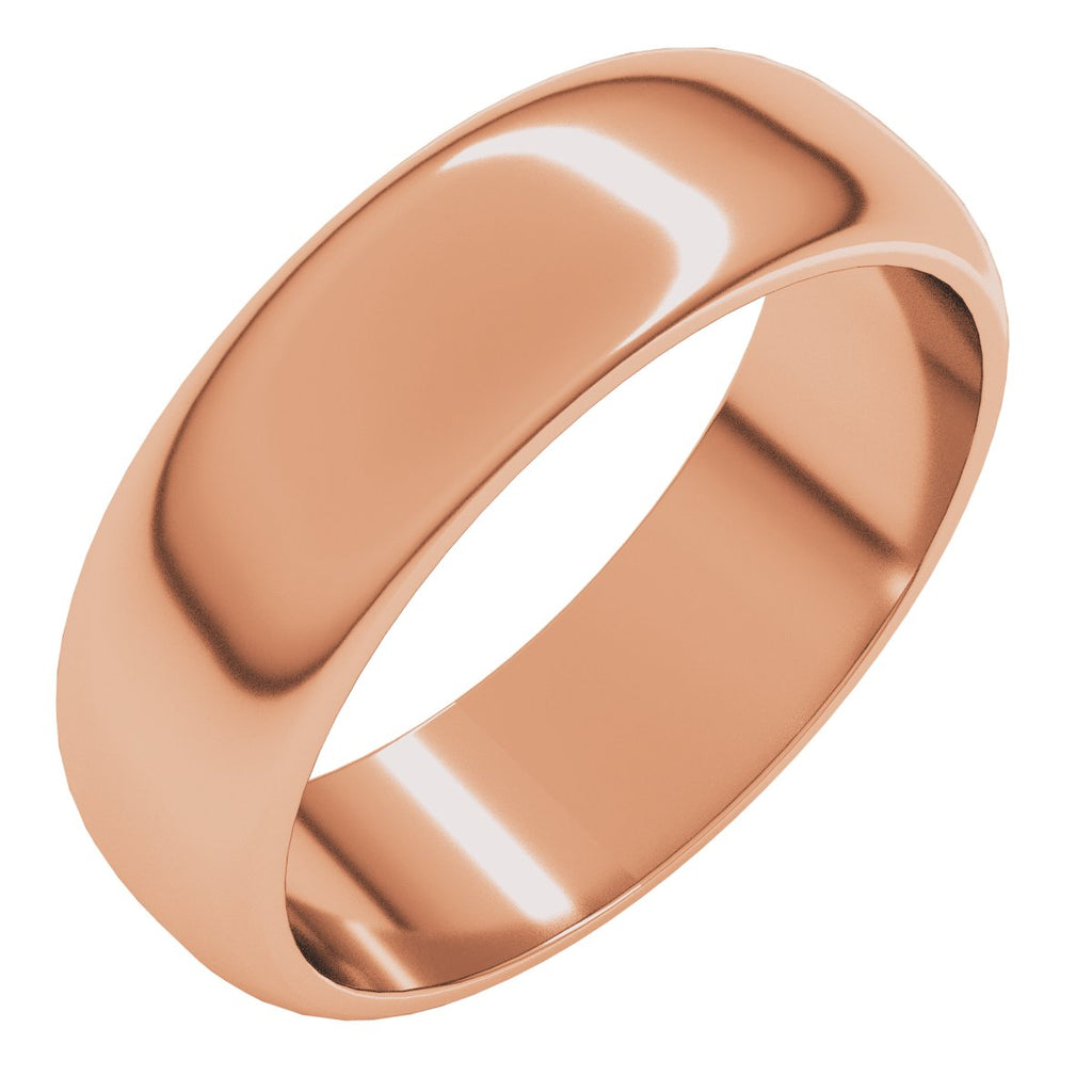 6 mm Half Round Band in 14k rose gold