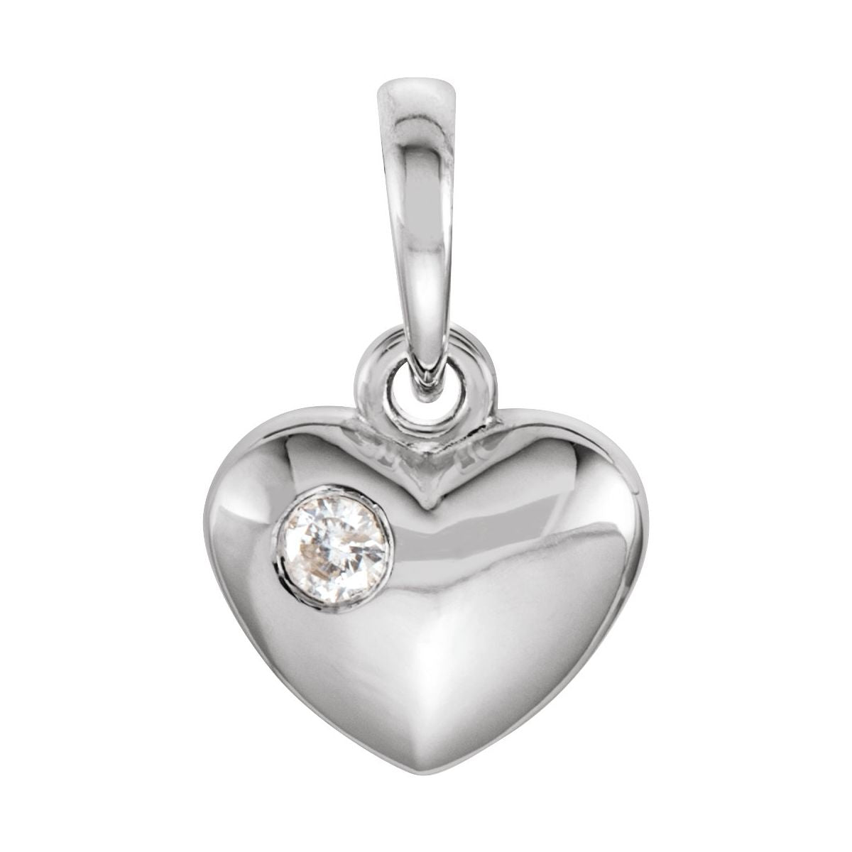 .03 CT Natural Diamond Engravable Heart Pendant in 14k white gold