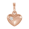.03 CT Natural Diamond Engravable Heart Pendant in 14k rose gold